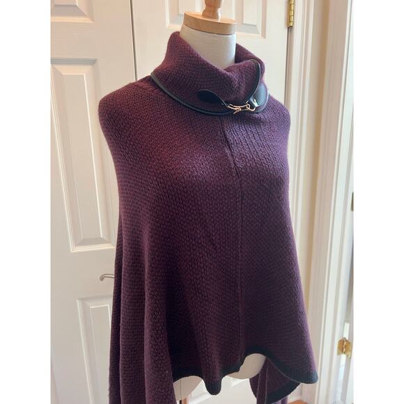 Eggplant Purple Poncho with Metal Buckle Collar - Picture 5 of 6